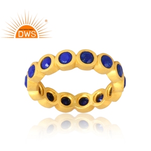 แหวนพลอย Lapis ธรรมชาติชุบทอง18K 925เงินสเตอร์ลิงเครื่องประดับแบบละเอียด - Product Image 1