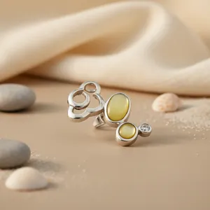 A Silver Three Stone Opal Pendant Necklace Classic Women's Jewelry Bezel Setting Fashion Charm Gift - Product Image 2