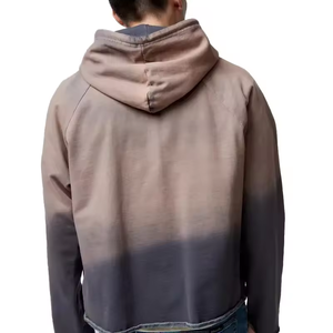Luxe automne nouveaux vêtements coupe ourlet blanc surdimensionné à capuche 450 Gsm français éponge recadrée ourlet brut soleil fondu sweats à capuche - Product Image 4