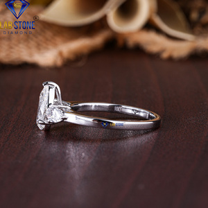 1.90 TDW แหวนเพชรลูกแพร์18K แหวนหินสามสีขาวทอง cvd/hpht เครื่องประดับหินในห้องปฏิบัติการ - Product Image 3