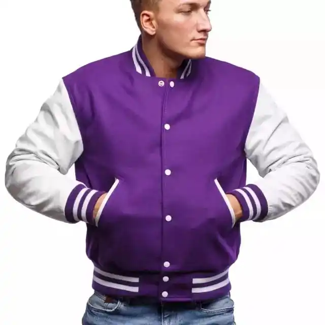 Purple Long Sleeves Casual Slim Fit Letterman Jackets Custom Embroidered School College Uniform Baseball jacket For Teamwear