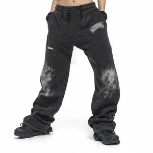 Pantalones Deportivos Anchos de Pierna Recta para Hombre, Estilo Vintage, con Efecto Desgastado por el Sol, con Logotipo Bordado con Pedrería, Estilo Recto y Acampanado - Product Image 5