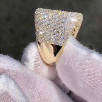 Bague Hip Hop de mariage pour homme en moissanite, en argent sterling 925 plaqué rhodium, taille brillant, sertissage pavé, luxueuse, pour rappeurs, pour le petit doigt
