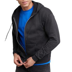 Sweat à capuche épais et uni pour homme, en coton écologique, avec fermeture éclair, logo brodé, idéal pour l'hiver, vente en gros - Product Image 1