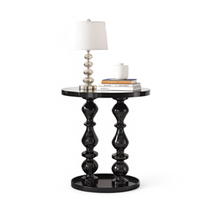 <span class=keywords><strong>Tavolo</strong></span> rotondo in metallo con lacca nera elegante tavolino lucido per case contemporanee - Product Image 6