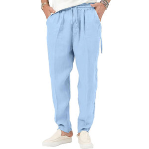 กางเกงคาร์โก้ด้านหน้าแบนสำหรับผู้ชายสีกากีกันน้ำกันลมระบายอากาศน้ำหนักเบาเอวกลางเอวยางยืด - Product Image 1