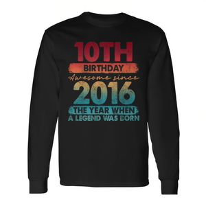 T-Shirt Vintage 2016 per Compleanno 10 Anni, Manica Lunga, Edizione Limitata per Uso Promozionale - Product Image 2