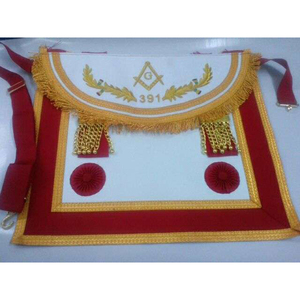 Past Sovereign Master Leather <b>Apron</b> Allied Masonic Degree Green Velvet White Leather - Product Image 5