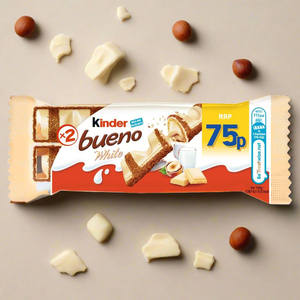 Vente en gros de barres de chocolat blanc Kinder Bueno, paquet de 3 - 39 g chacune, gaufrettes croustillantes avec garniture crémeuse à la noisette, approvisionnement en collations en gros - Product Image 5