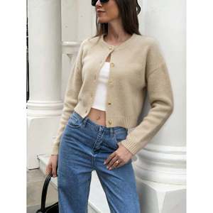 <b>Women's</b> Embroidered <b>Cropped</b> <b>Cardigan</b> with Button-Front and Crew Neck - Product Image 6