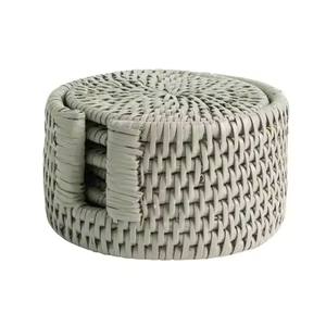Juego de posavasos hechos a mano de ratán blanqueado, posavasos hechos en Vietnam, juego de 6 alfombrillas y almohadillas de ratán - Product Image 3