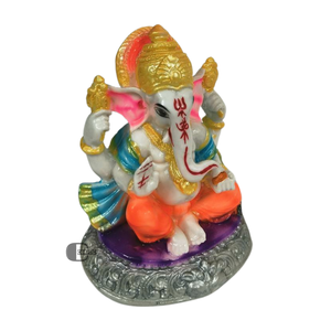 Statue de Ganesh Ji en polyrésine, modèle artisanal, peint à la main, décoration religieuse traditionnelle, Pooja, mariage, maison, fond indien - Product Image 4