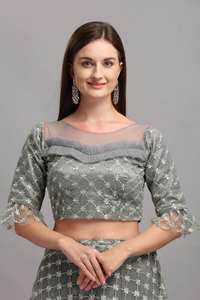 Diseño Evergreen de alta calidad Heavy Net Zari bordado trabajo Lehenga Choli con Dupatta mujeres fabricante de moda - Product Image 4