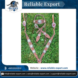 Nueva Llegada Coraza con Conchos Western Tack Set Nuevo estilo Crystal Conchos Headstall y Breastplate Tack Set - Product Image 3