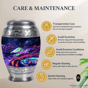 Elegant Meena-Coated Aluminum Cremation <b>Urn</b> <b>Large</b> (220 cu in) & Keepsake (3 cu in) Sizes Premium customize Cremation <b>Urns</b> - Product Image 5