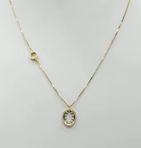 Collier ovale élégant en cristal doré avec boucles d'oreilles assorties, ensemble de bijoux classiques étincelants pour femme, idéal pour les occasions spéciales. - Product Image 2