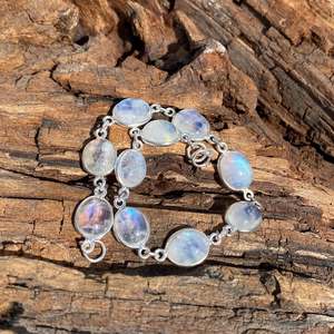 Bracelet en pierre de lune arc-en-ciel, bijoux en argent sterling 925 pour femmes, pierre précieuse naturelle faite à la main, cadeau - Product Image 1