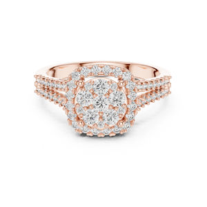 Bague en or jaune 14 carats avec diamant de laboratoire pour femme |   Fiançailles et mariage |   Vêtements de tous les jours |   Plaqué or - Product Image 2