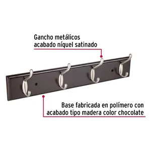 HERMEX appendiabiti da parete con 4 ganci satinati Set di 2 unità in scatola