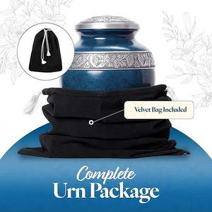 Urna de cremación de marcas para cenizas humanas adultas, gran monumento funerario hecho a mano con llamativo diseño azul - Product Image 2