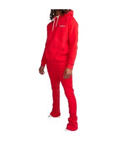 Traje apilado para hombre, ropa de calle, chándal, chándal para hombre, dos piezas, pantalones acampanados, conjunto de chándal holgado - Product Image 4