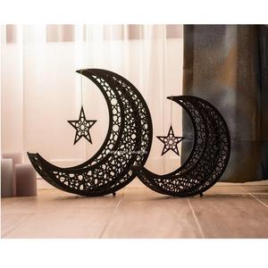 Bougeoir islamique en métal doré pour l'Aïd Mubarak Ramadan Kareem Bougeoir à suspendre en forme de lune pour le Ramadan - Product Image 6