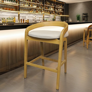 Chaise de bar commerciale moderne en bois massif - Conception robuste et stable avec accoudoirs fixes pour bar à domicile et usage en villa - Product Image 4