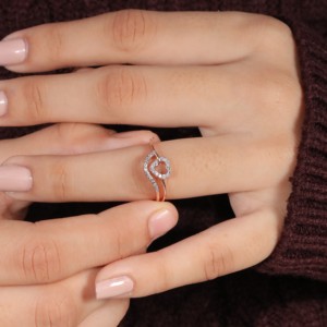 แหวนรูปหัวใจเคลือบทอง14K สินค้าใหม่ฉลองครบรอบแต่งงานแหวนหมั้นได้รับการรับรองมาตรฐาน IGI - Product Image 1