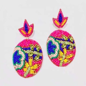 Pendientes bordados con cuentas elegantes, joyería navideña, pendientes bordados festivos, aceptan pendientes bordados con logotipo de diseño personalizado - Product Image 2