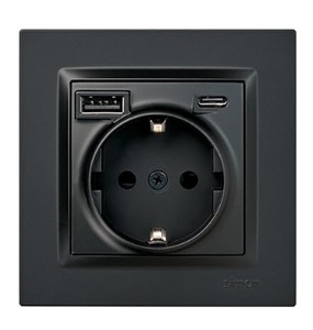 Base Schuko con USB A+C 10,5W nera S10 (Simon F1011432038) - Product Image 2