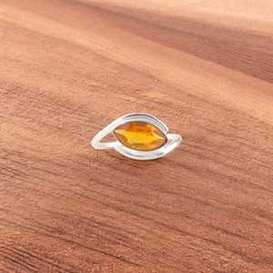 Anillo de Compromiso de Plata de Ley Chapado en Oro de 14K con Citrino Talla Marquesa de 1.40 Quilates, Hecho a Mano, con Piedra Preciosa, para Mujer, Regalo - Product Image 1