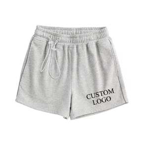 Design décontracté Street Wear femmes gris Fitness Shorts coton éponge épais Baggy Sweat Shorts avec logos - Product Image 6