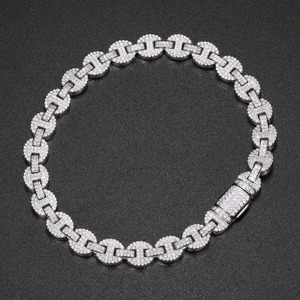 Collier en diamant Moissanite unisexe en argent sterling 925 Chaîne cubaine pour bijoux hip-hop pour hommes - Product Image 1