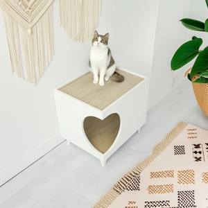 Tavolino da Comodino per Animali Domestici Well Home Bianco 50x40x40cm con Foro, Arredamento per Soggiorno - Product Image 4
