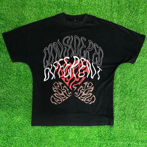 Camiseta formal de gran tamaño para hombre, manga corta, cuello redondo, cuello alto, serigrafiado, punto sólido, cuello redondo corto - Product Image 1