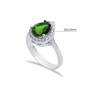 Émeraude CZ Pierre Poire Forme Turc Fabriqué À La Main En Gros 925 Bague En Argent Sterling Cluster - Product Image 2