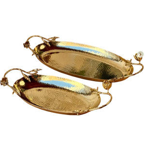 Classic Design Floral Accent Serving Tray Deluxe Quality Gold Metal Snacks Dessert Tray Kitchenware Accessories On-<b>Sale</b> - Product Image 3