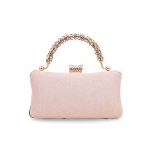 P15339 Champagne Fancy Clutch Bolsa de noche de fiesta nupcial con cadenas decorativas de latón de diamante de cristal para bodas - Product Image 1