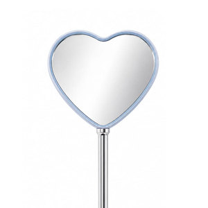Heart Shape Handheld Makeup Mirror With Starry Sky And Lashes Design Blue <b>Plastic</b> Frame Chrome Handle Single Side - Product Image 5