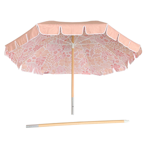Voyage léger 6FT UPF50 + <span class=keywords><strong>Protection</strong></span> solaire Parasols extérieurs Boho rétro en bois pôle frange <span class=keywords><strong>parasol</strong></span> de plage avec cantonnière trou de serrure - Product Image 3