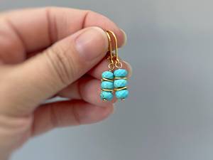 Piedras preciosas turquesas de alta calidad, hechas a mano, ligeras, para todos los días, joyería de 14K para mujer, Pendientes colgantes de piedra natal de diciembre - Product Image 3
