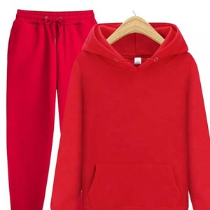Wholesale <b>Plus</b> <b>Size</b> Hooded Blank Women <b>Jogger</b> <b>Set</b> Custom Cotton High Quality Sports Wear Winter Two Piece Pullover Solid Color - Product Image 5