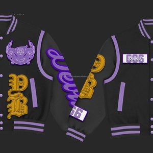 เสื้อแจ็กเก็ตบอมเบอร์ทีมเบสบอลผ้ากำมะหยี่ปักลายสำหรับผู้ชายเสื้อทีมโรงเรียนหนังสำหรับผู้ชาย - Product Image 2