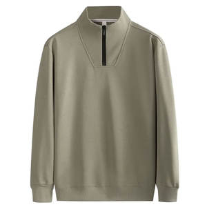 Venta al por mayor de sudaderas de media cremallera personalizadas cómodas básicas de algodón mezclado con sudaderas de invierno transpirables de media cremallera - Product Image 1