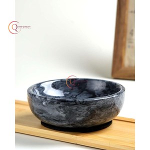 ชามเสิร์ฟหินอ่อนชิ้นเดียวทรงกลมขนาดใหญ่ชามเสิร์ฟสไตล์ญี่ปุ่นสีดำดีไซน์พรีเมี่ยม - Product Image 3