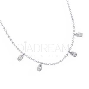Collar de boda de dos tonos de diamante cultivado Leb ovalado de alta calidad, hermoso regalo de plata 925 para mujeres para compromiso y fiesta - Product Image 2