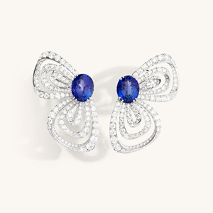 Luxury 18K White Gold <b>Blue</b> Sapphire Diamond Butterfly <b>Earrings</b> for Women High Jewelry Natural Sapphire <b>Stud</b> <b>Earrings</b> - Product Image 1