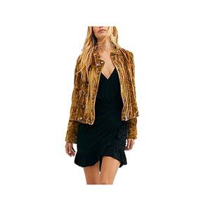 Free People Haut tricoté à épaules dénudées pour femme, imprimé, manches courtes, jaune, taille XS (XS) - Product Image 1