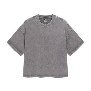 T-shirt personnalisé 100 % coton épais, coupe ample, manches courtes, col rond, style streetwear tendance, délavé à l'acide - Product Image 4