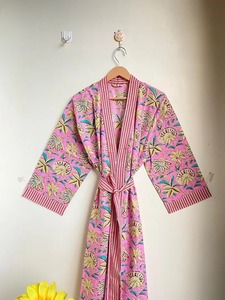 Kimono corto de algodón para dama de honor, vestido informal Unisex de talla única para playa de verano, estampado Floral de alta calidad - Product Image 6